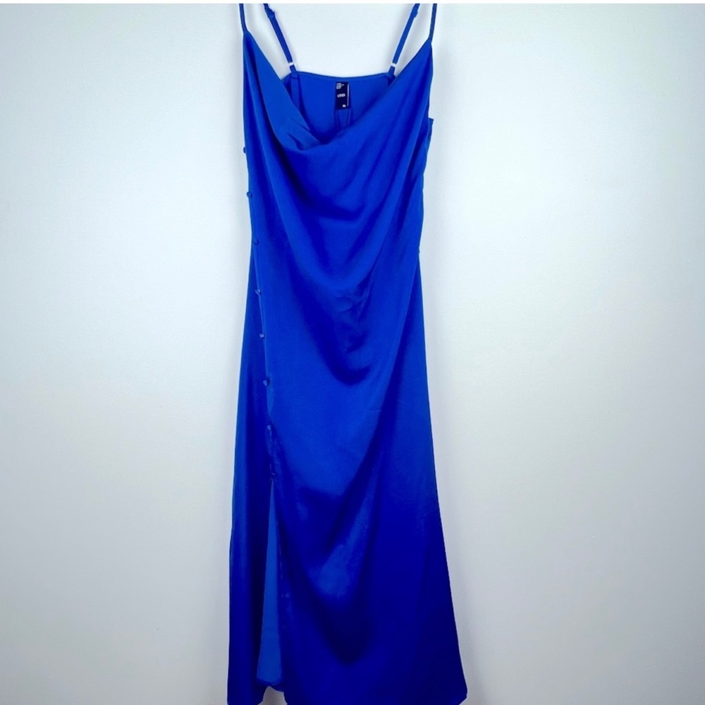 Cider Blue Slip Dress w/ Cowl Neckline - Picture 4 of 10